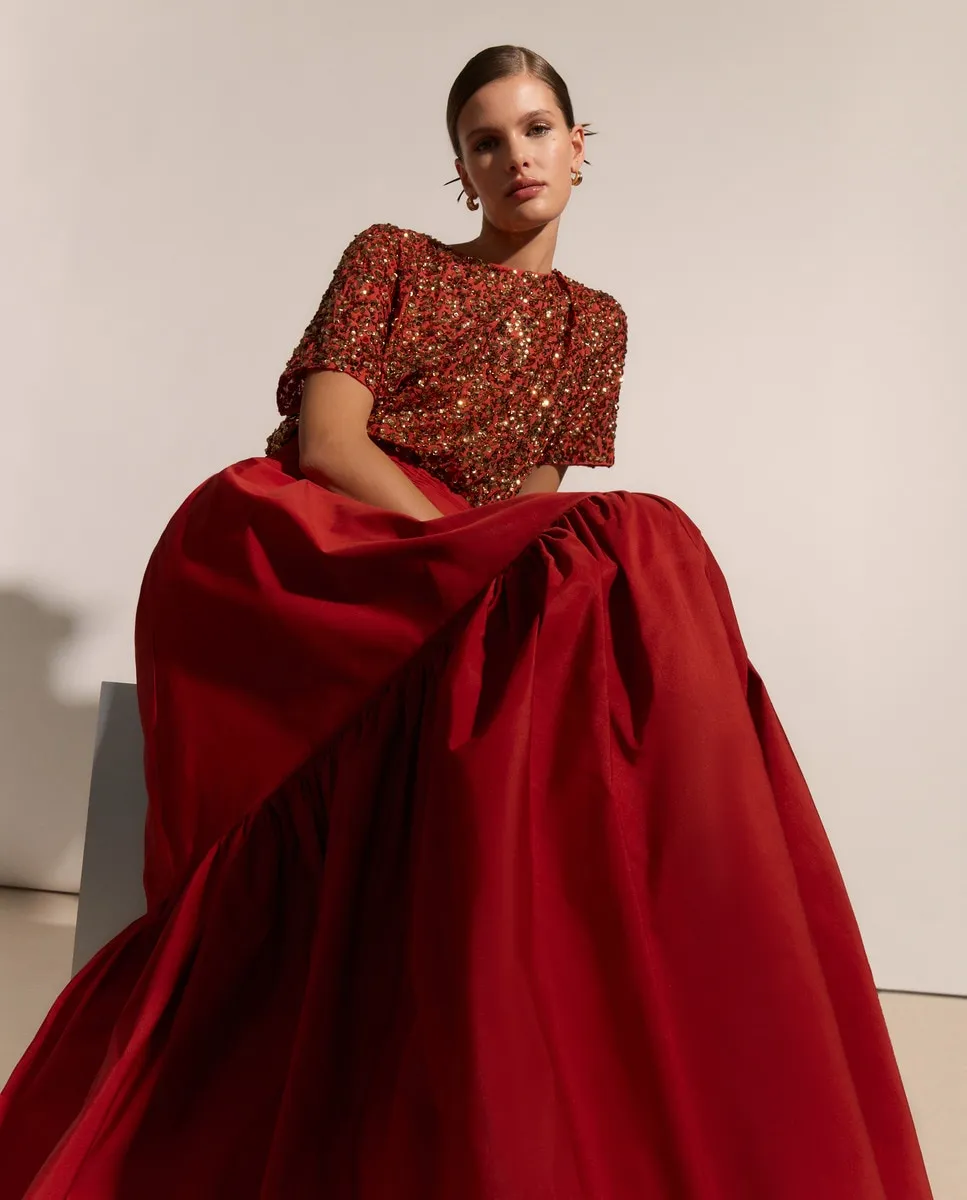 

Юбка женская однотонная длинная Woman Fiesta El Corte Inglés, красный