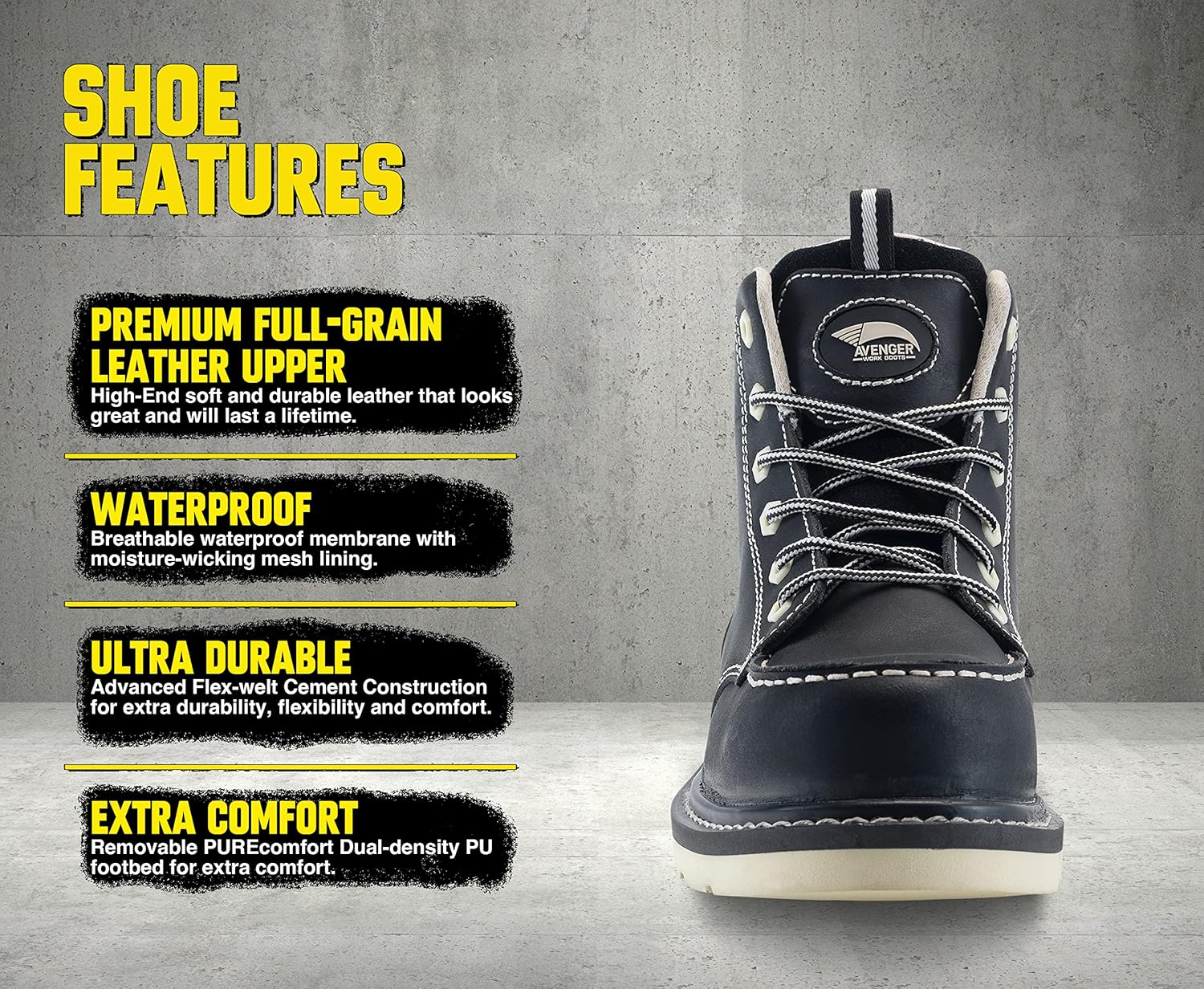 Мужские рабочие ботинки Avenger выше щиколотки Avenger Work Boots, черный — фото 2