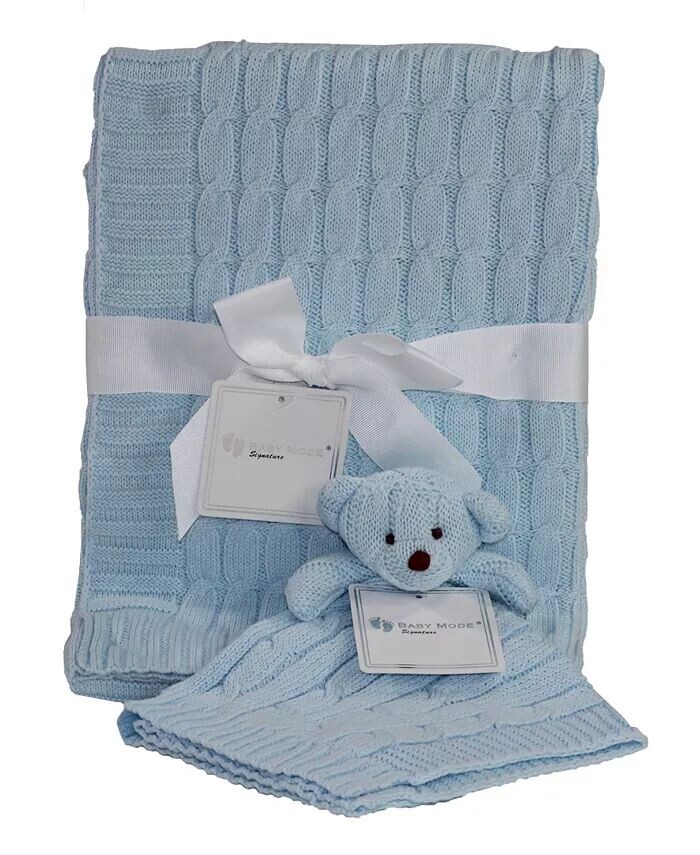 

Подарочный набор детских одеял 3 Stories Trading Cable Knit Baby Mode Signature, синий