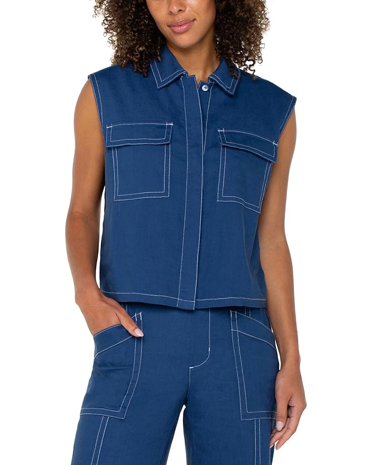 

Рубашка Liverpool Los Angeles Sleeveless Cargo Shirt, цвет Goddess Blue