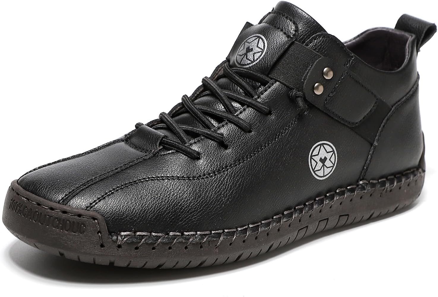 

Мужские повседневные ботинки Чака, противоскользящие кожаные туфли с эластичной вставкой, винтажные слипоны, лоферы, ботинки для ходьбы и вождения Generic, черный