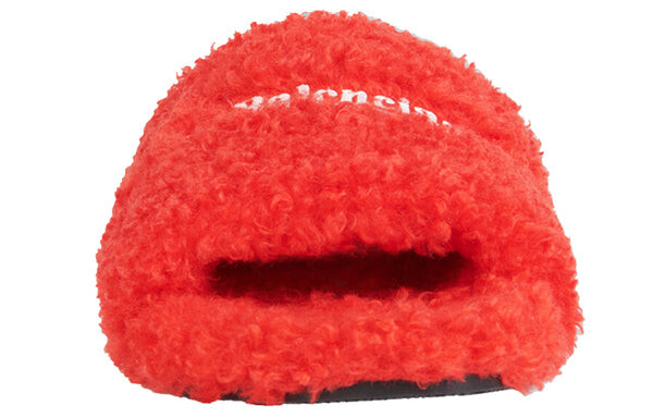 Тапочки furry slides 'red' Balenciaga, красный — фото 4