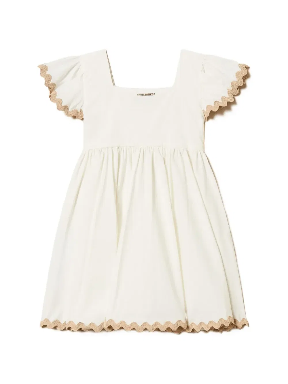 Короткое платье с вышивкой Twinset Kids, белый