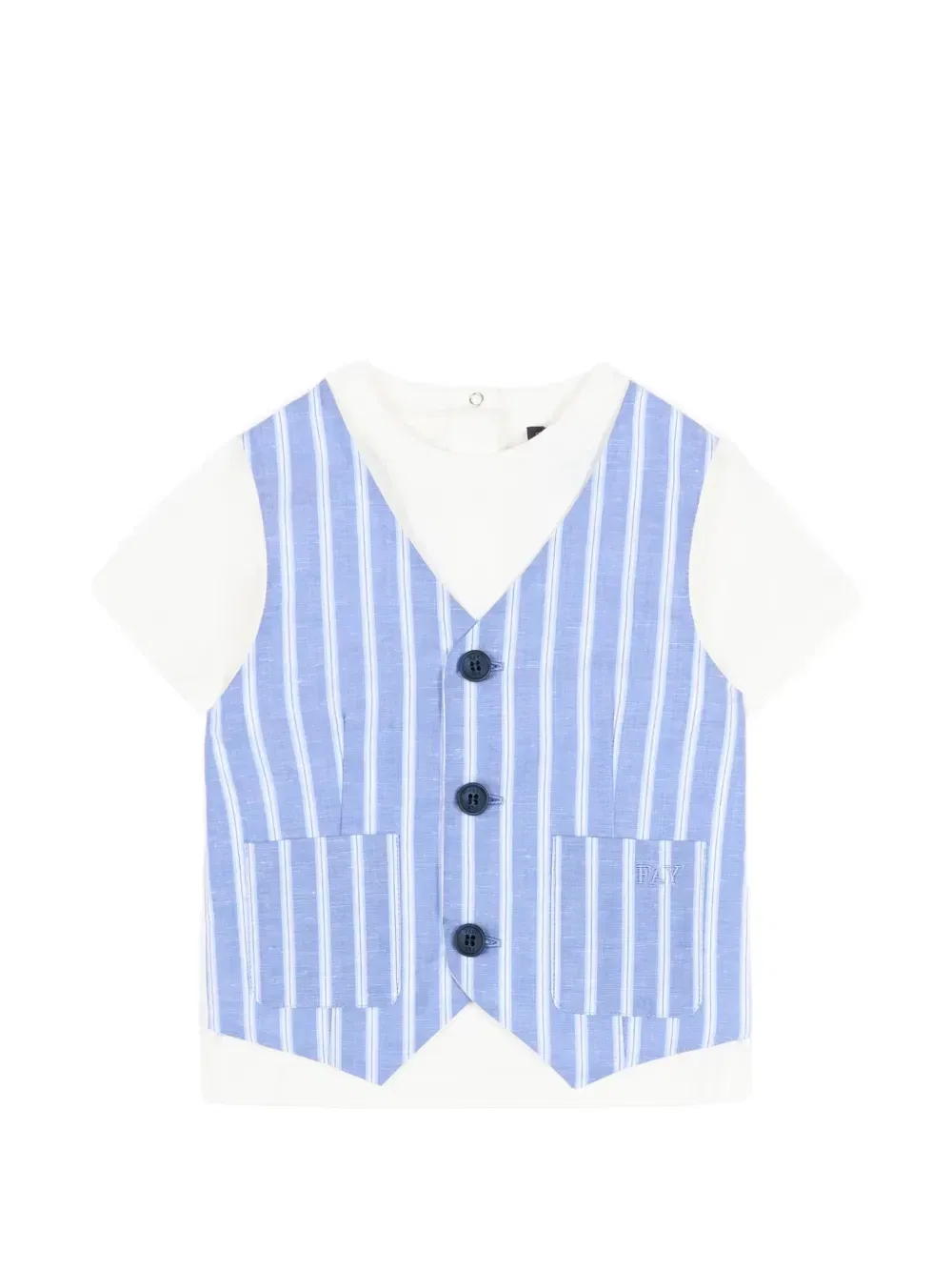Футболка в полоску с карманом Fay Kids, белый