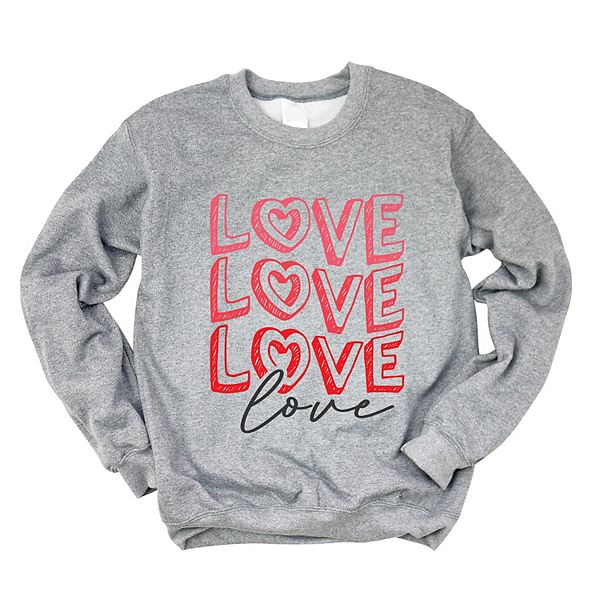 

Графический свитшот Love stacked sketched Simply Sage Market, Graphite, Зеленый, Графический свитшот Love stacked sketched Simply Sage Market, Graphite