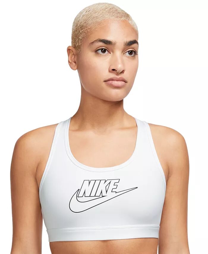 

Женский спортивный бюстгальтер со средней поддержкой и логотипом Swoosh Nike, белый