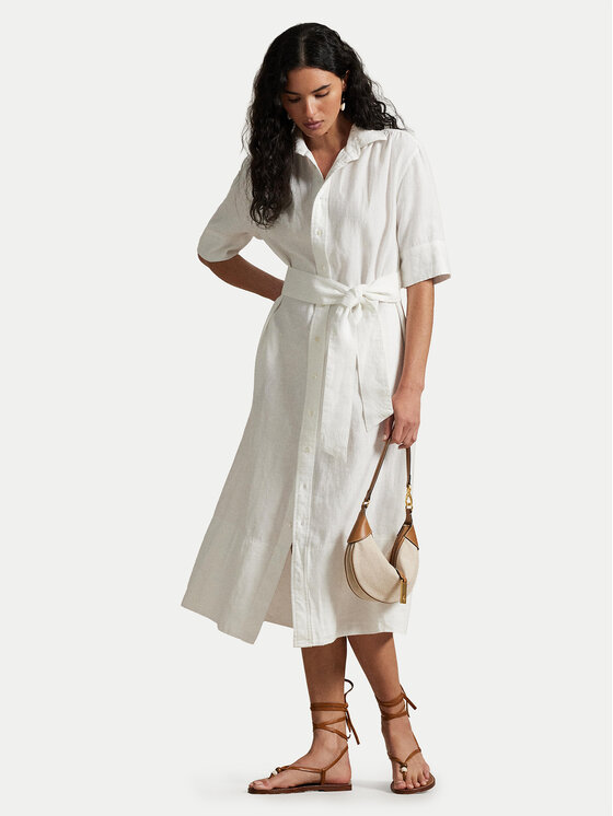 

Свободный крой платья-рубашки 211965844001 Polo Ralph Lauren, белый