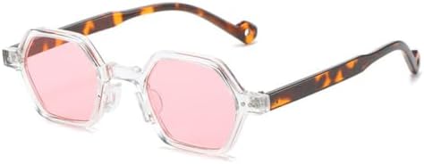 

Солнцезащитные очки в ретро-оправе 2026 года для женщин и мужчин, многоугольные солнцезащитные очки, модные очки для вождения с защитой от УФ-излучения UV400 MTZJH, Transparent Pink