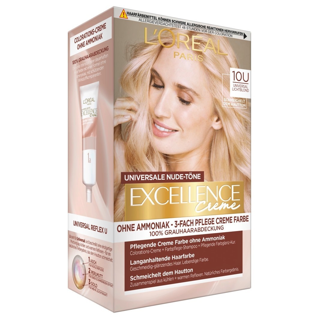 

Краска для волос excellence creme universale nude-töne Loreal Paris, nr. 10u - lichtblond, количество 1 шт.