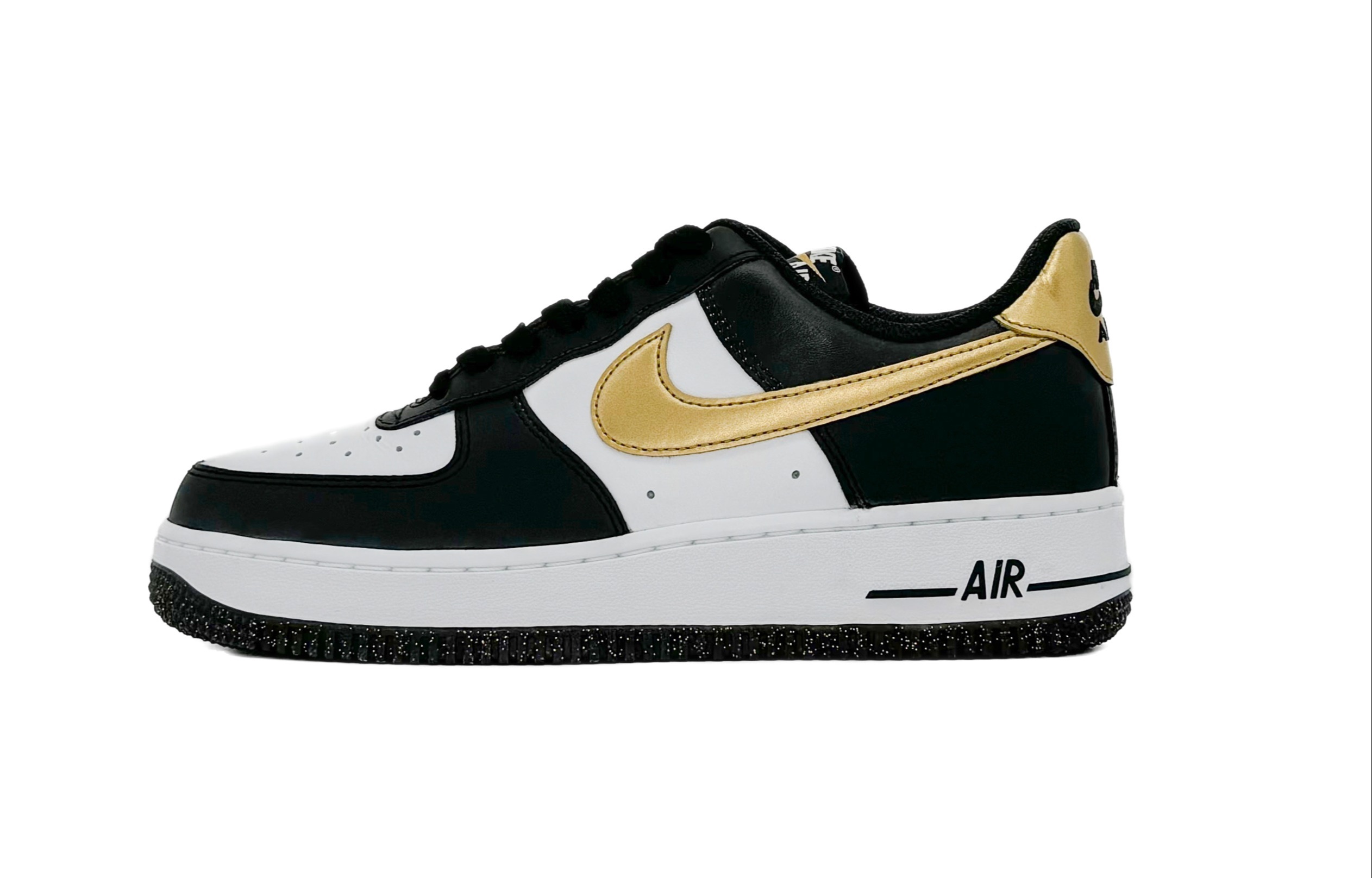

Nike Кроссовки Air Force 1 с низким верхом, противоскользящие, износостойкие, для скейтбординга, мужские, черно-золотые