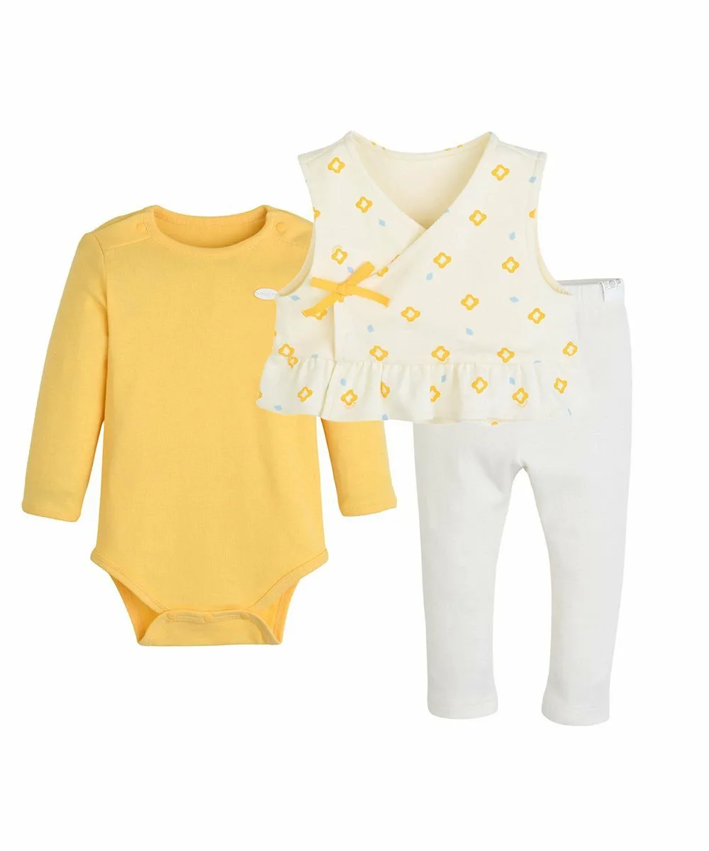 Уютный боди с длинными рукавами, леггинсы и жилет Moimoln, Yellow