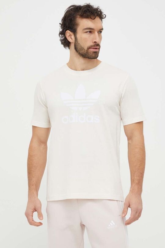 

Хлопковая футболка с изображением трилистника adidas Originals, бежевый