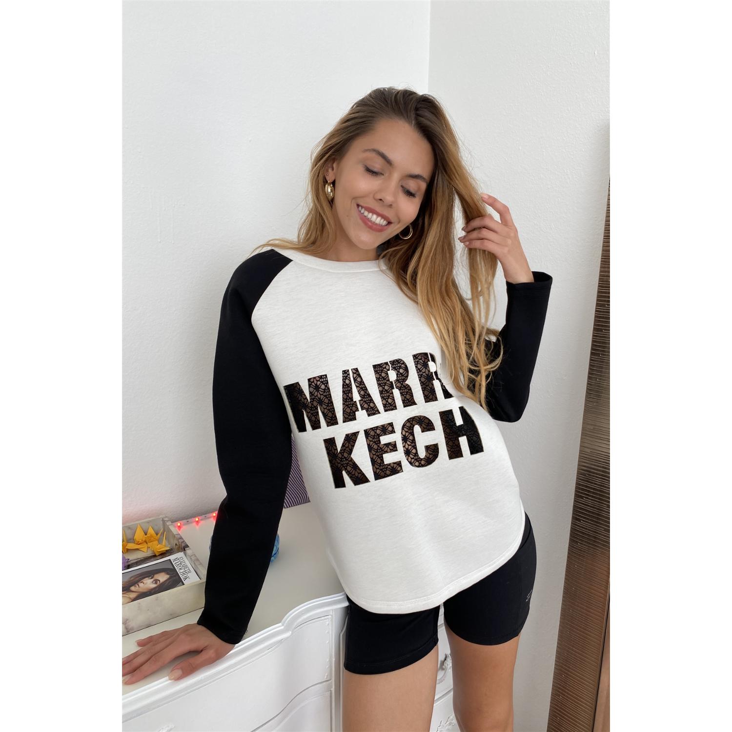 

Свитер с контрастными рукавами и асимметричным низом TRUEDAMES, белый