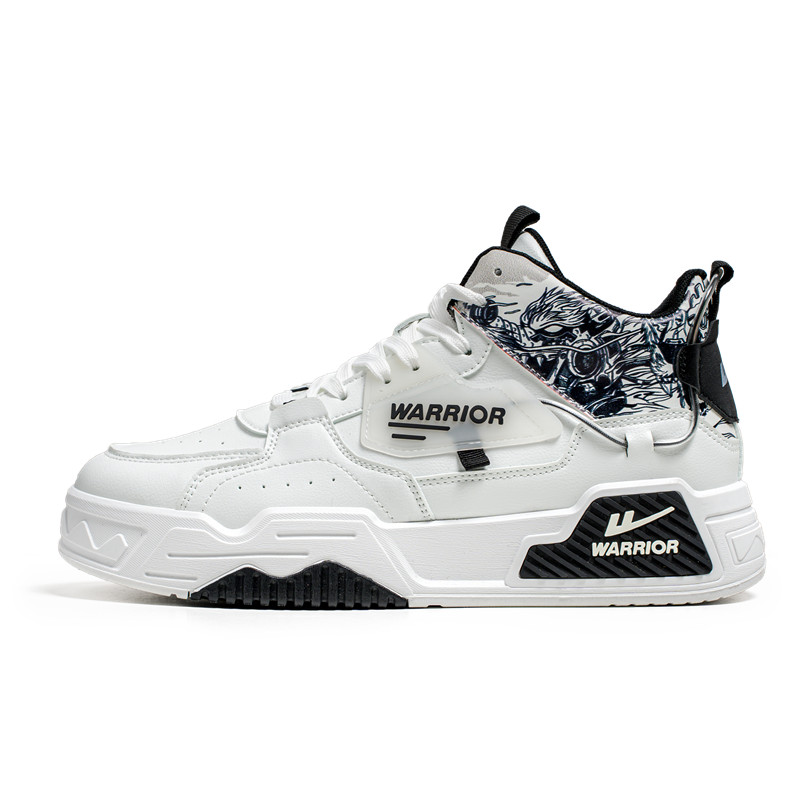 

Теплые, износостойкие, легкие, нескользящие, высокие, мужские кроссовки WARRIOR, White Blue-Riding The Wind