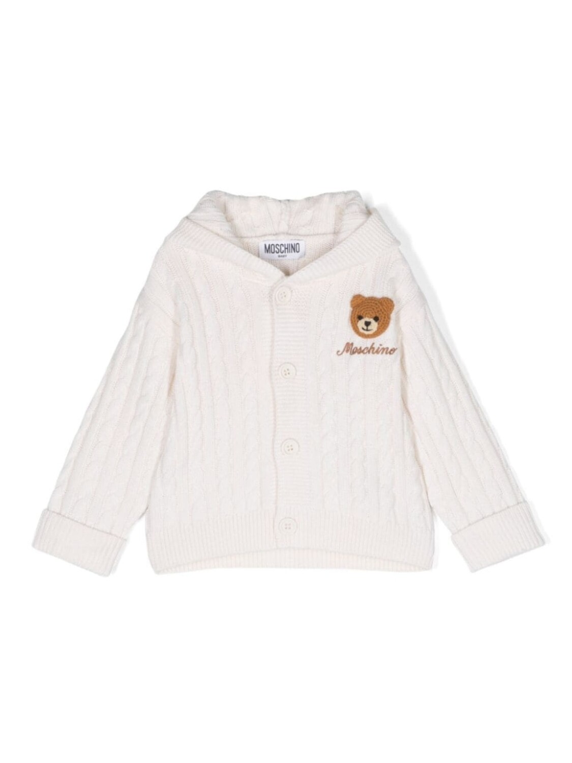 

Moschino Kids кардиган с капюшоном и вышитым логотипом, белый