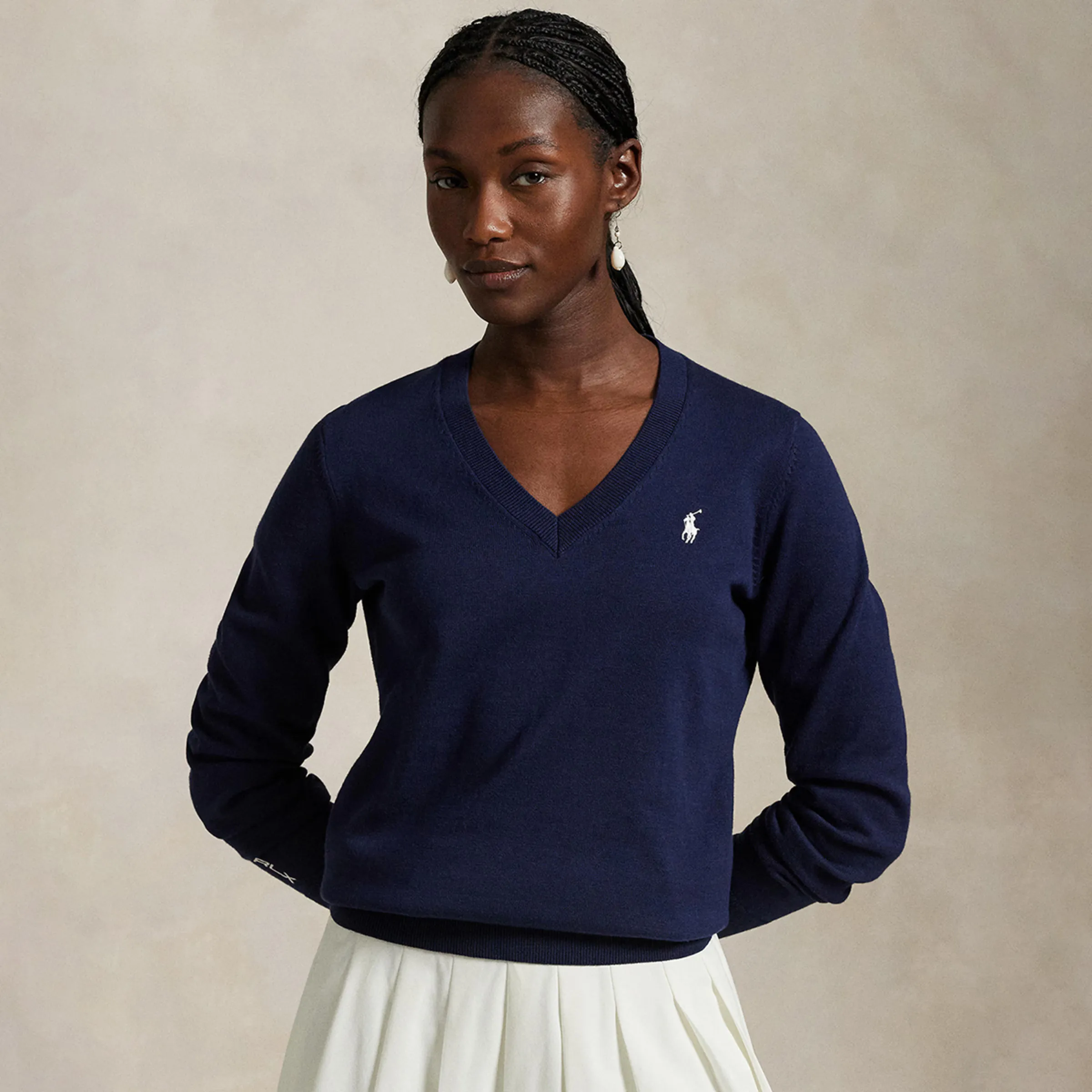 

Женский технический свитер с V-образным вырезом от Ralph Lauren Polo Ralph Lauren, темно-синий