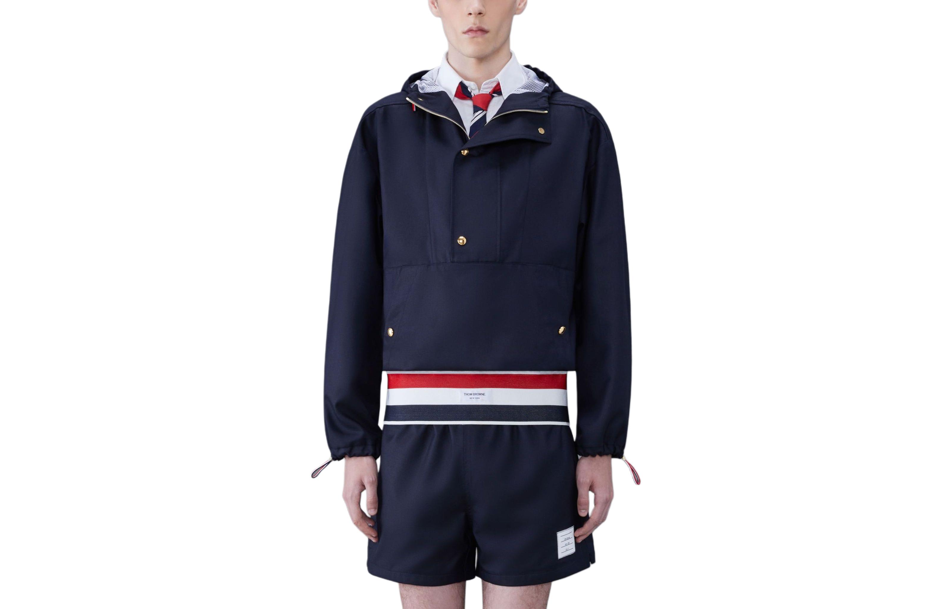 

THOM BROWNE Куртка с капюшоном в полоску RWB, Marine Blue