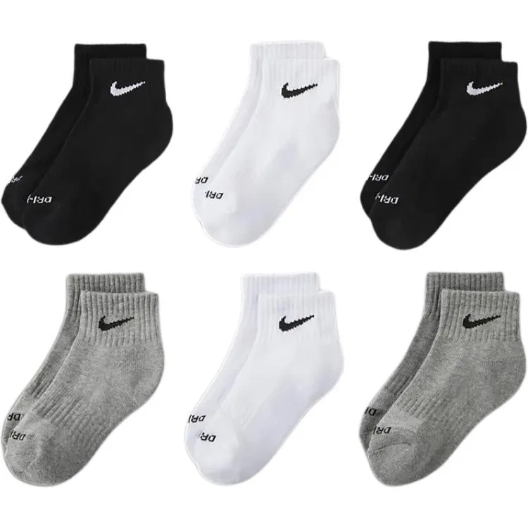Носки детские 6 пар Nike 2 черных, 2 белых, 2 серых