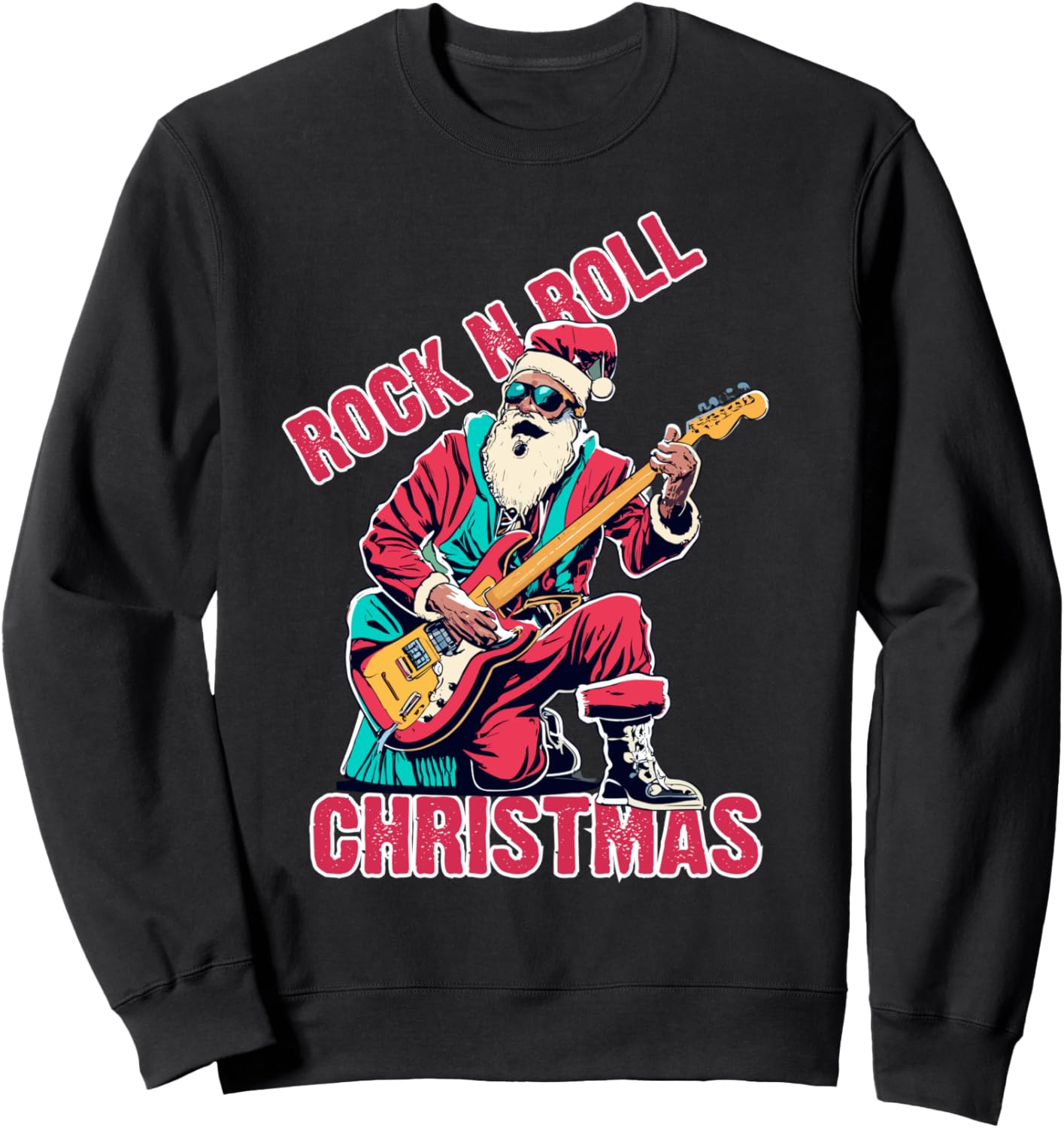 

Рождественская рок-н-ролльная толстовка с изображением афроамериканского Санты, играющего на гитаре Rock N Roll Christmas Gifts, черный