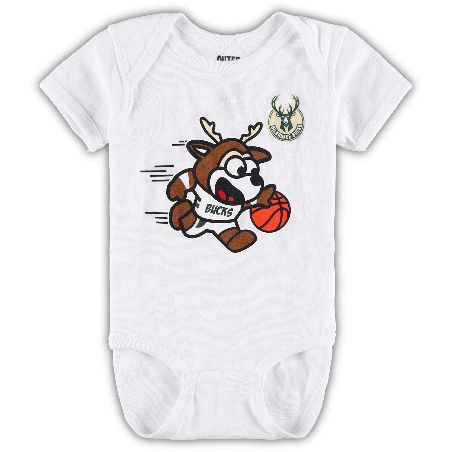 

Белый боди-талисман Milwaukee Bucks Infant белого цвета Outerstuff
