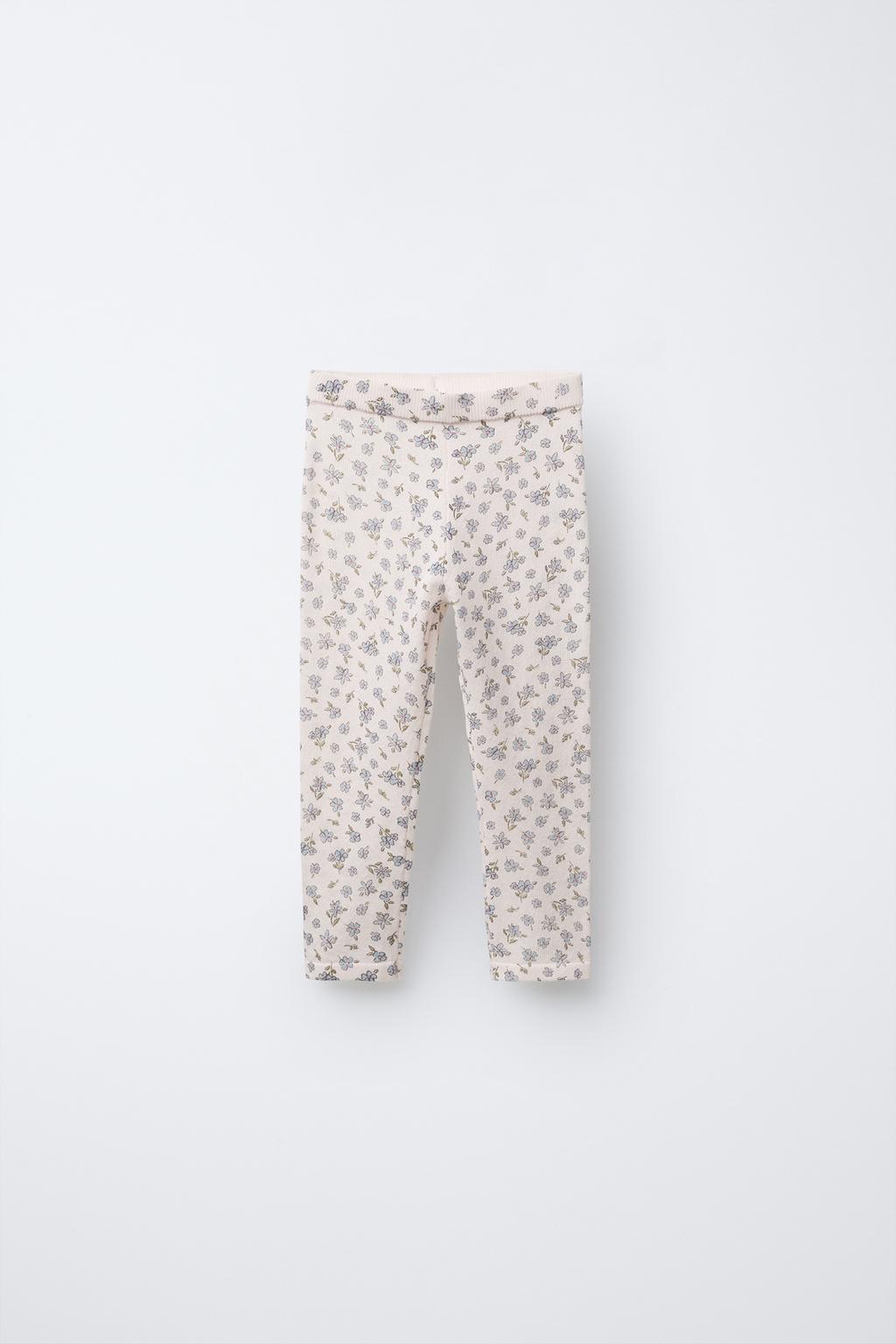 

Леггинсы тонкой вязки с цветочным принтом ZARA, цвет Beige-pink