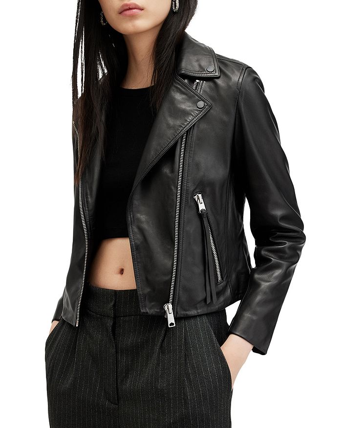 

Кожаная байкерская куртка Dalby Slim Fit ALLSAINTS, черный
