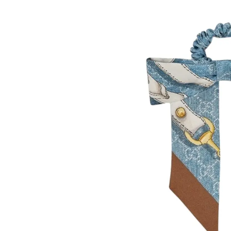 GUCCI Шелковая резинка для волос mulberry unisex blue — фото 2