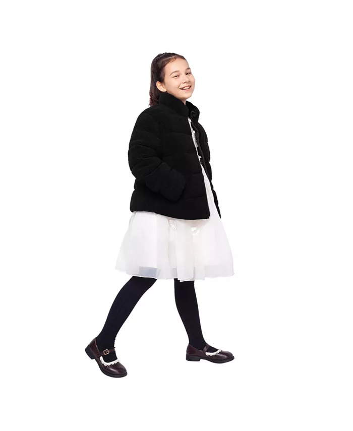 Пуховая куртка Big Girls Sherpa с подкладкой из овчины Rokka&Rolla, черный — фото 4