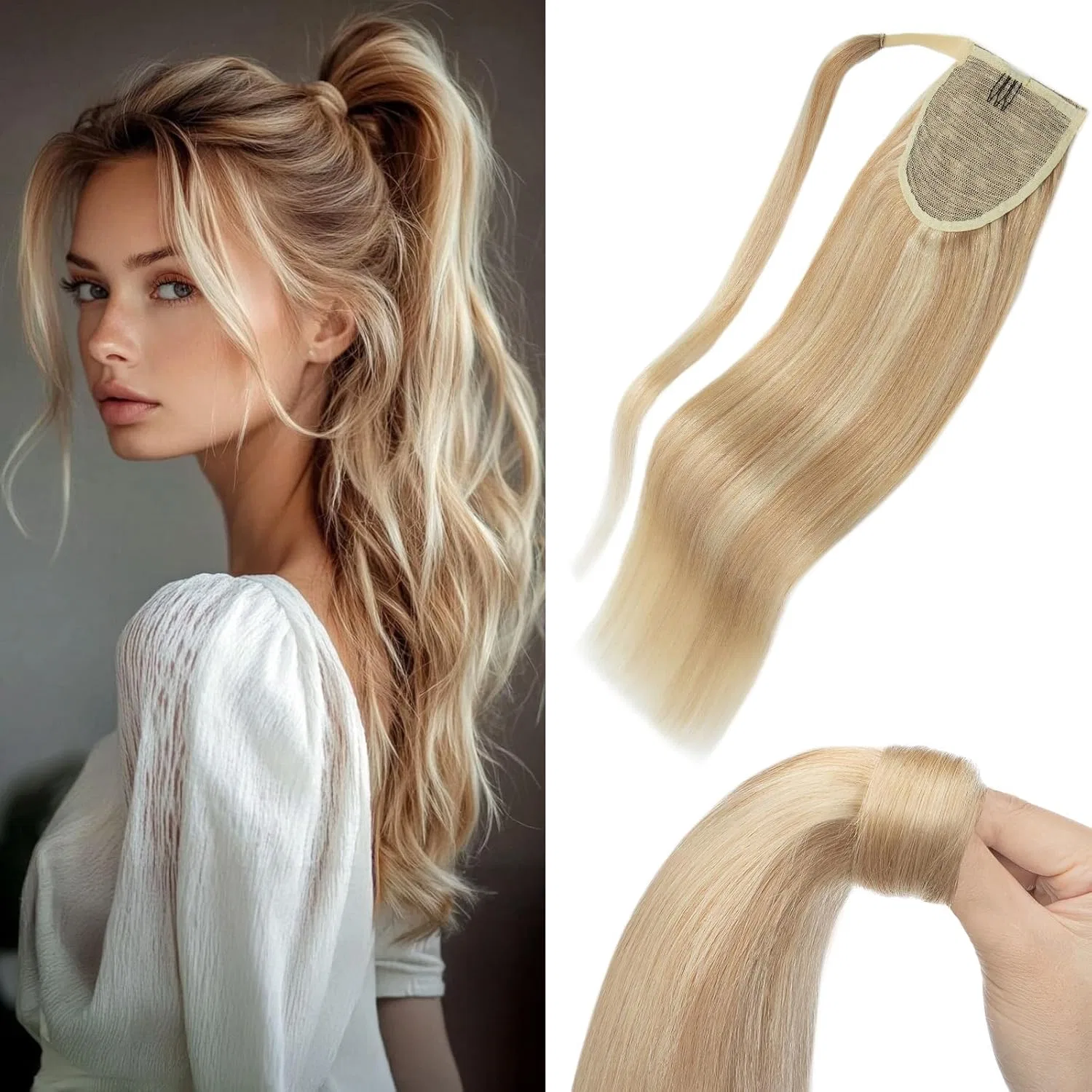 Накладной хвост из натуральных волос «#18P613» от MY-LADY My-Lady, 18P613 Ash Blonde/Blonde