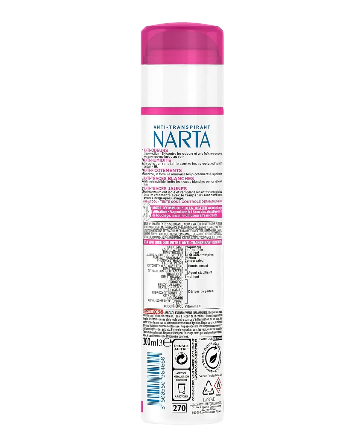 Антиперспирант-спрей NARTA Protection 5, 200 мл, набор из 4 штук Narta — фото 2
