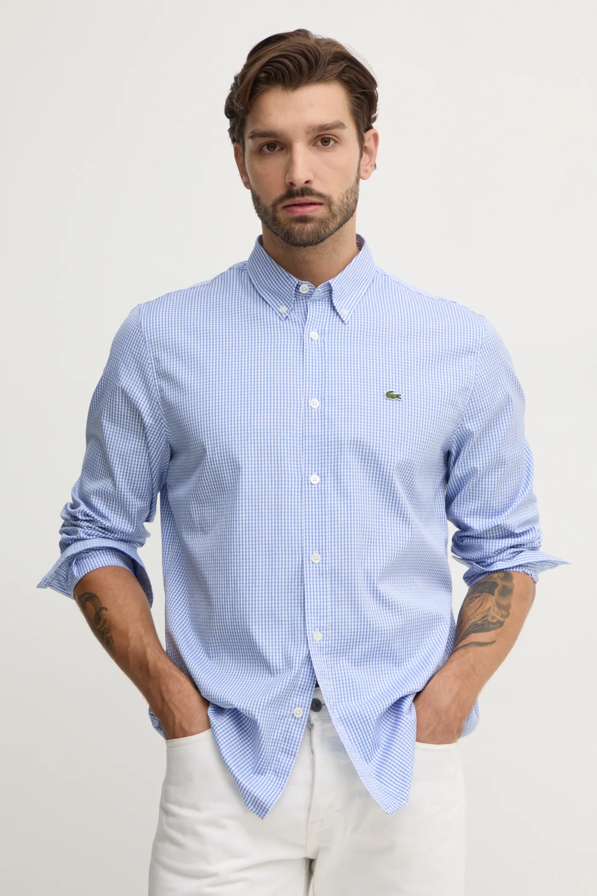 

Хлопковая рубашка Lacoste, синий