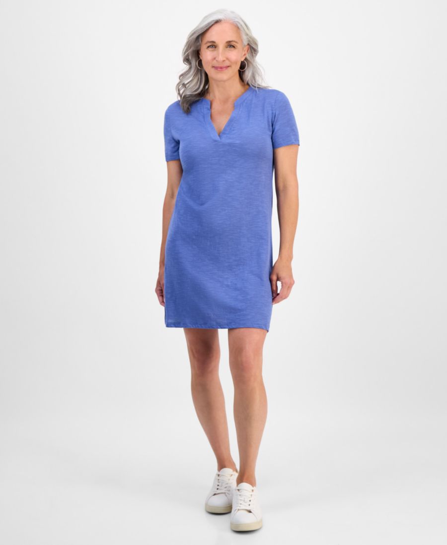 

Короткое платье с отложным воротником и короткими рукавами Style & Co, Denim