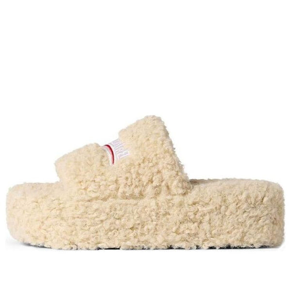 Тапочки platform furry slides 'beige' Balenciaga, бежевый