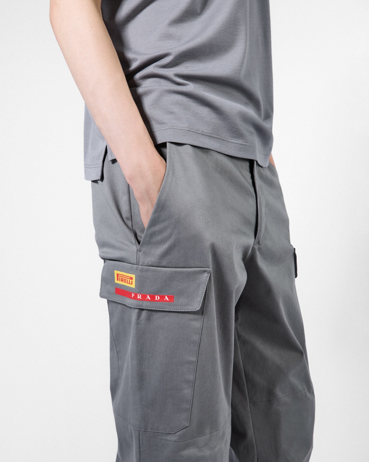 Брюки из эластичного хлопка Luna Rossa Prada Pirelli, серый — фото 3