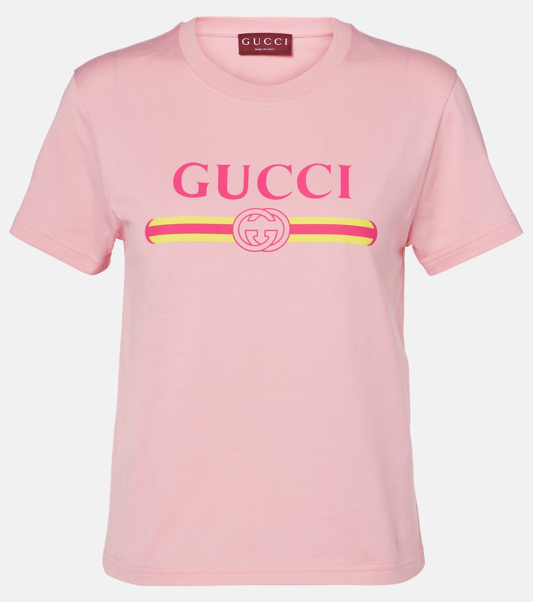 

Футболка из хлопкового джерси с принтом Gucci, Hued Blush/Mc
