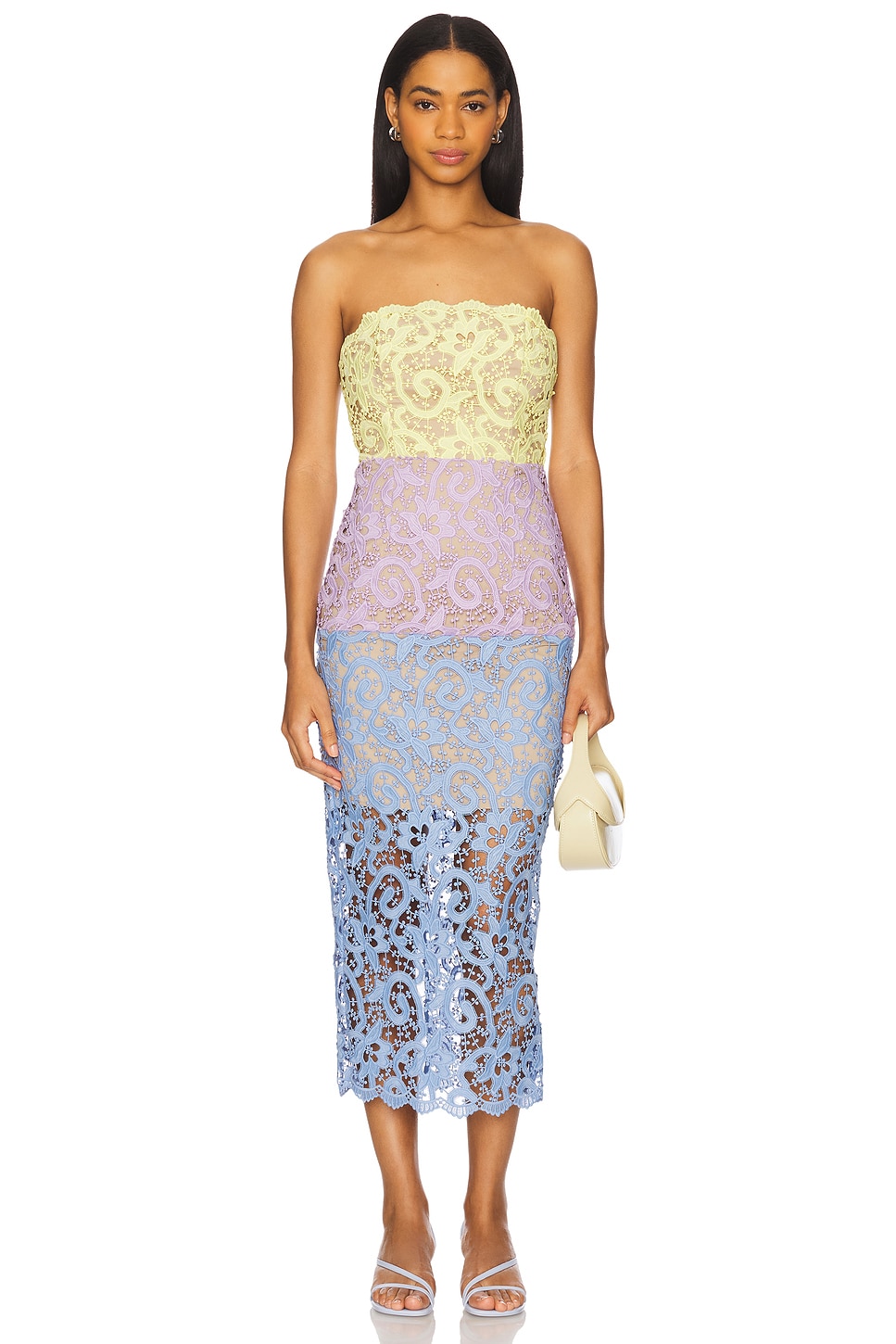 

Kait trois платье с многоцветным кружевом Milly, lavender, blue & yellow