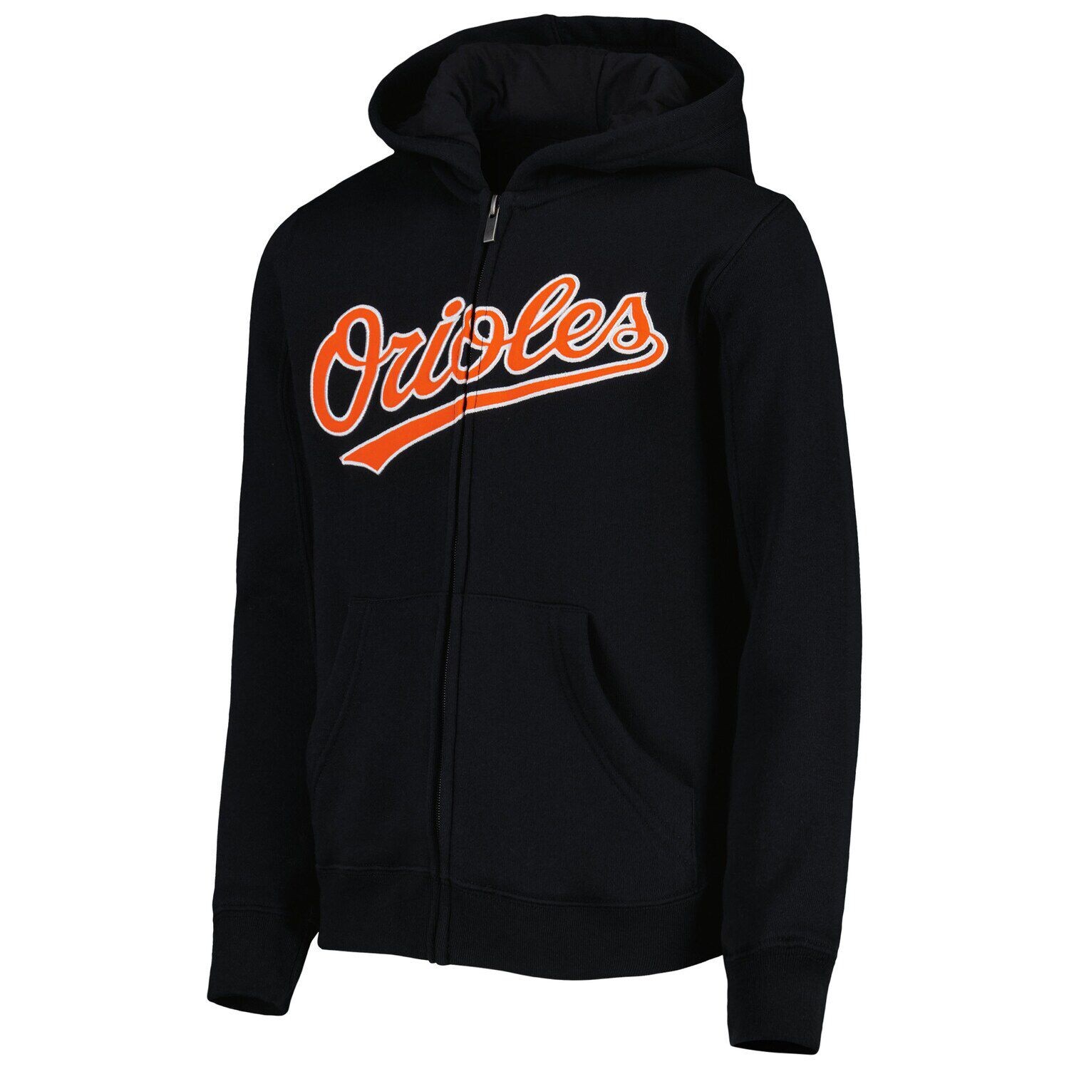 Черная флисовая толстовка с молнией во всю длину и надписью Youth Baltimore Orioles Outerstuff — фото 2