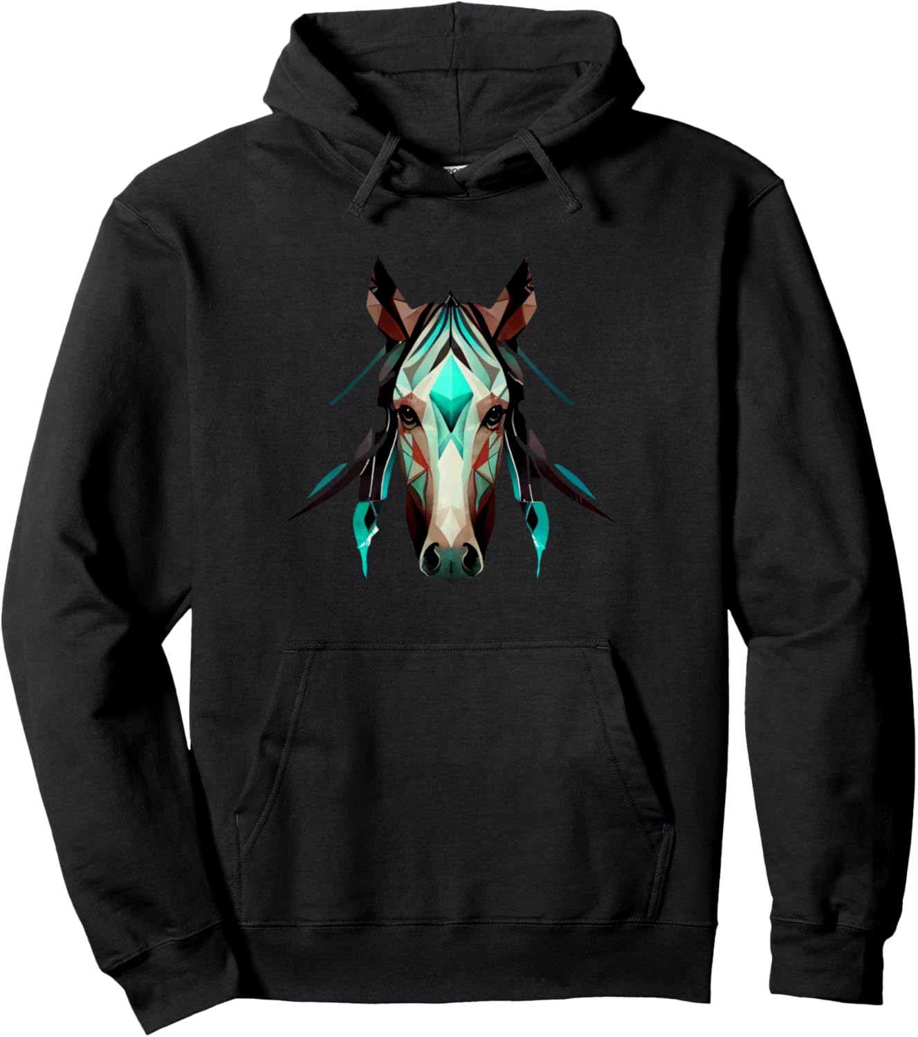 

Худи с геометрическим племенным рисунком лошади Geometric Horse Tribal Art Impressions, черный