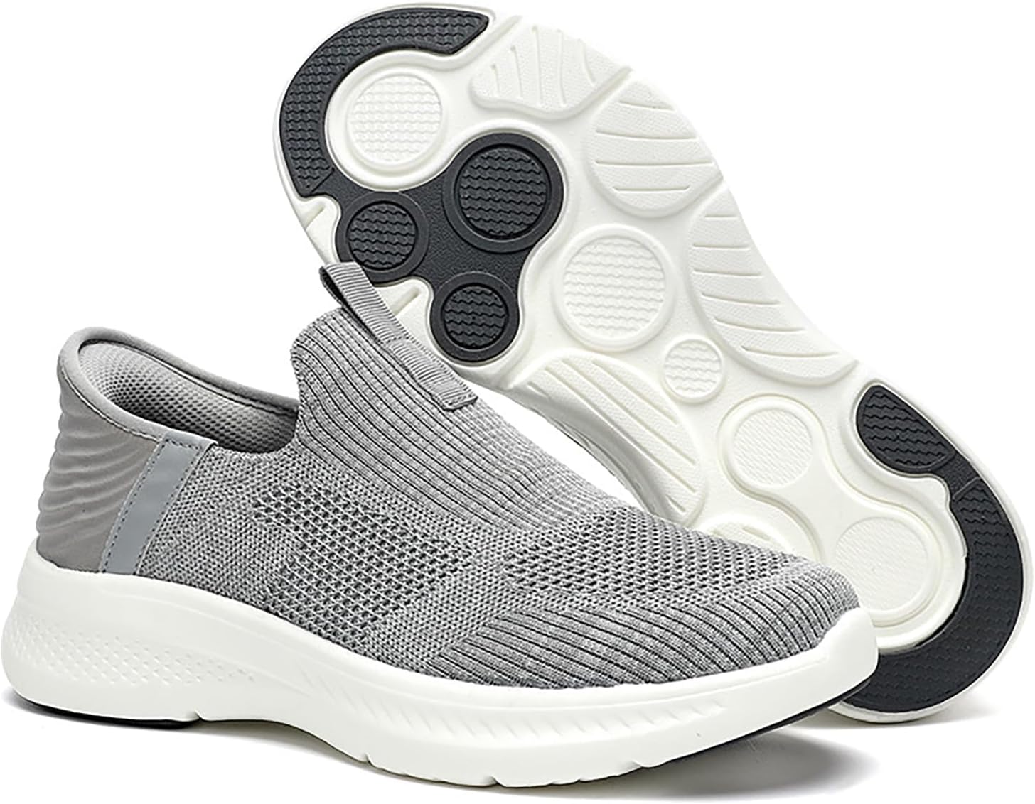 

Мужские ортопедические кроссовки-слипоны с сеткой, поддержкой свода стопы, легкие, дышащие, мягкой подошвой, вязаные, для прогулок, отдыха, тенниса, тренировок, нескользящие Hdfdb, серый