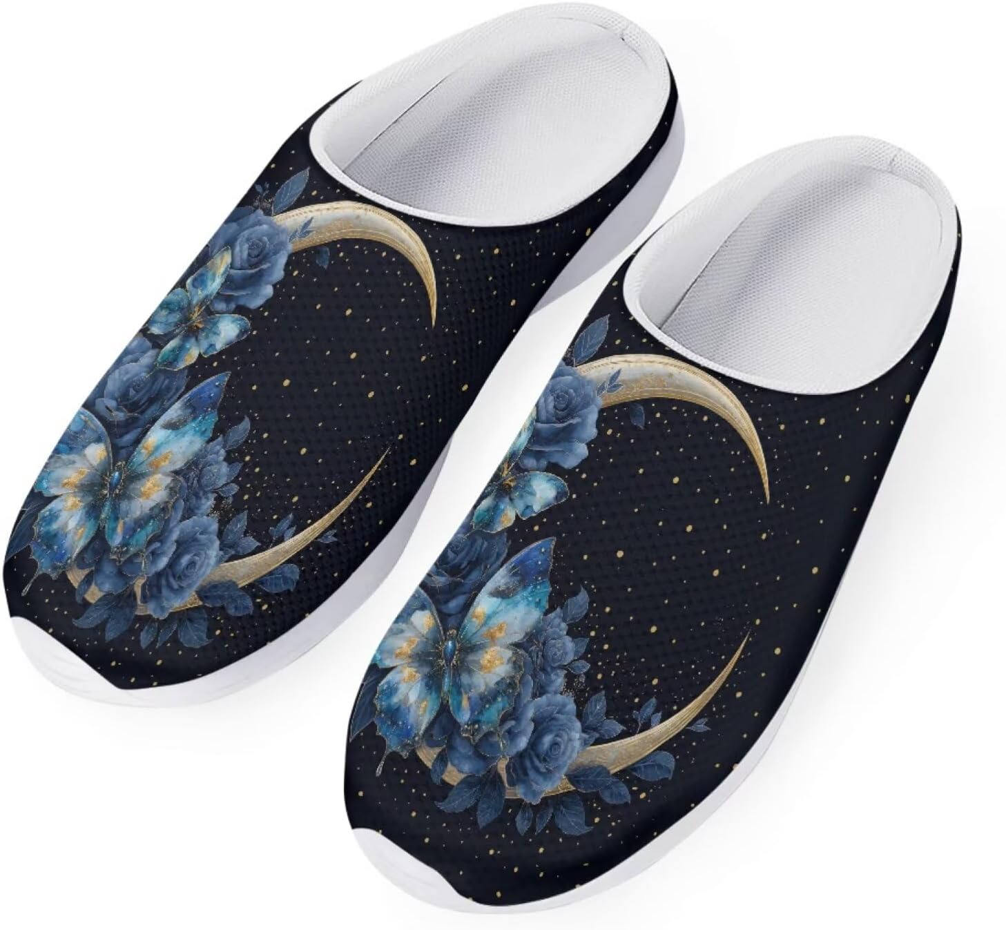 

Forchrinse Южно-западные сандалии с арочной поддержкой для мужчин и женщин Navajo Aztec, тапочки-мюли для сада, прогулочные кроссовки для носки в помещении и на улице, Butterfly Flower Moon