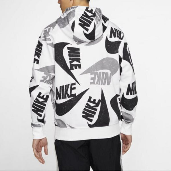Толстовка Nike AS Men's Nike Sportswear Club PO BBAOP1 Black, белый — фото 4