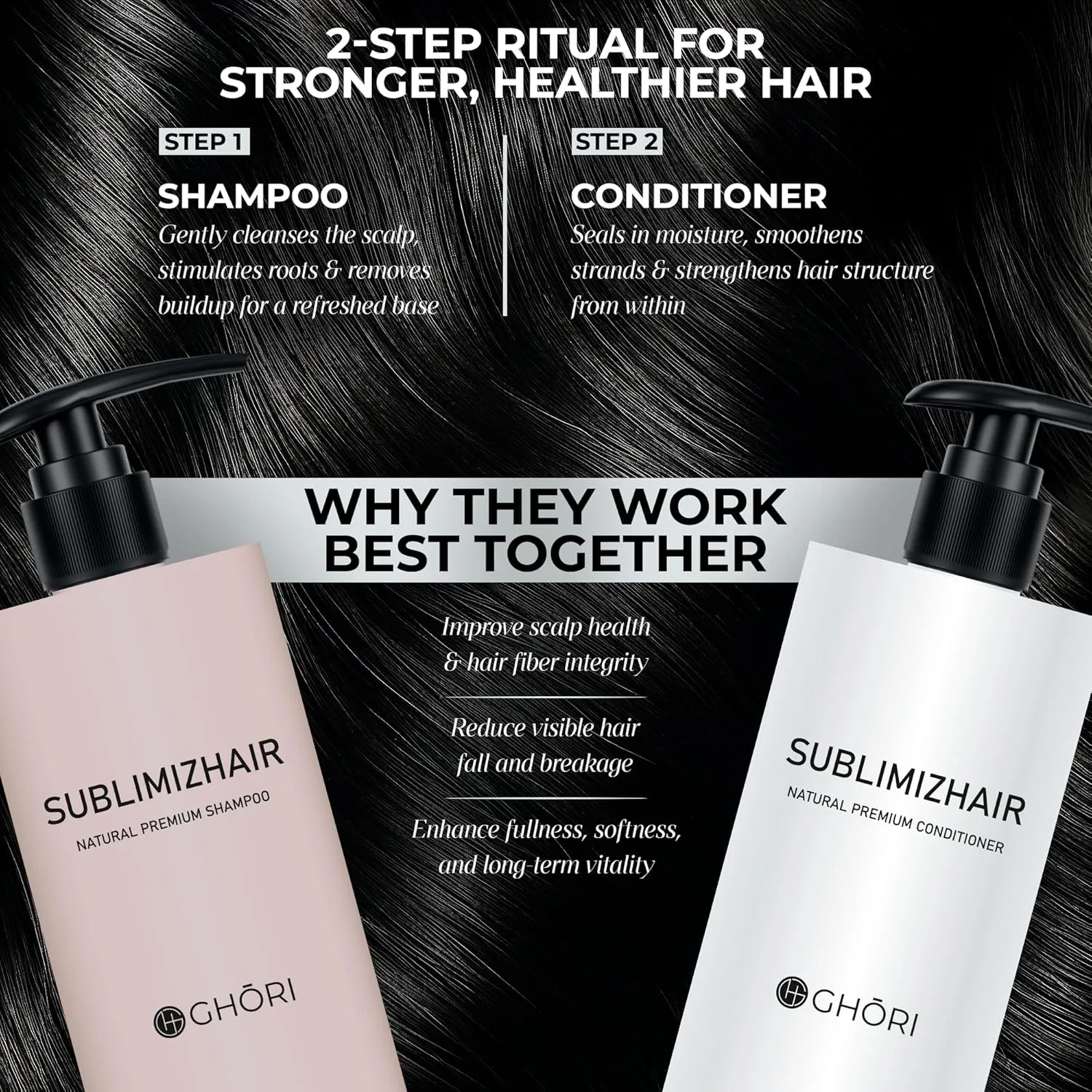 Корейский травяной шампунь и кондиционер «Sublimizhair Premium» 500 мл Ghori — фото 3