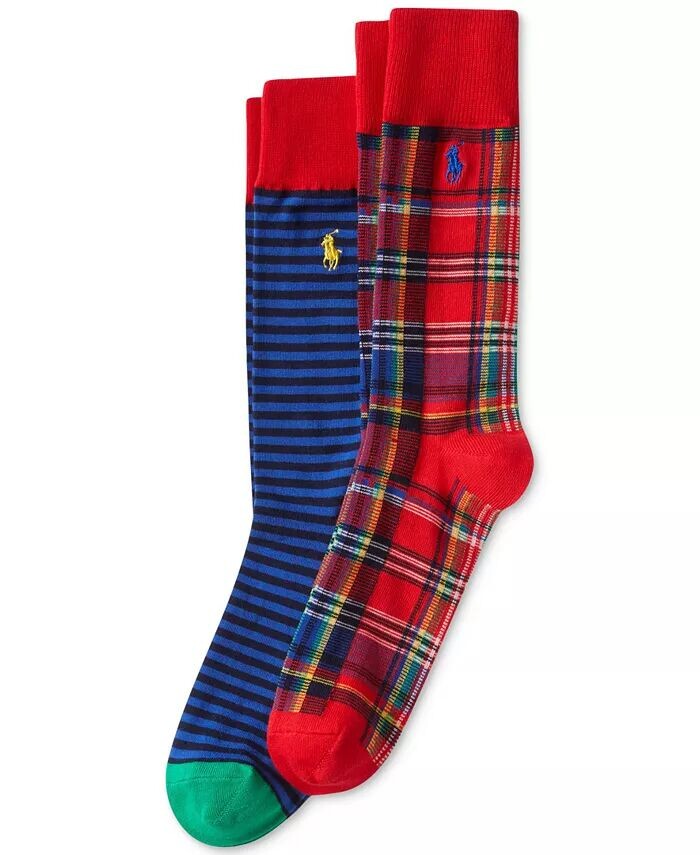 

Мужские 2-комп. Свободные носки в полоску и клетку Polo Ralph Lauren, красный