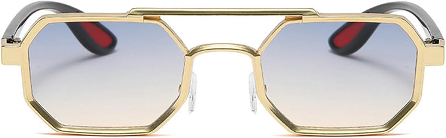 

Солнцезащитные очки Helena Square для женщин и мужчин, ретро, ​​восьмиугольные металлические солнцезащитные очки, винтажные многоугольные очки с защитой от УФ-излучения UV400, C2