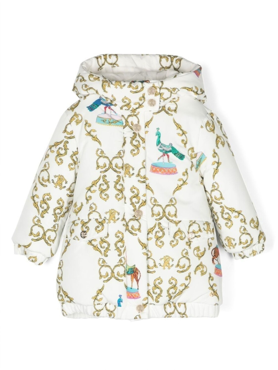 

Пуховик с абстрактным принтом Roberto Cavalli Junior, белый