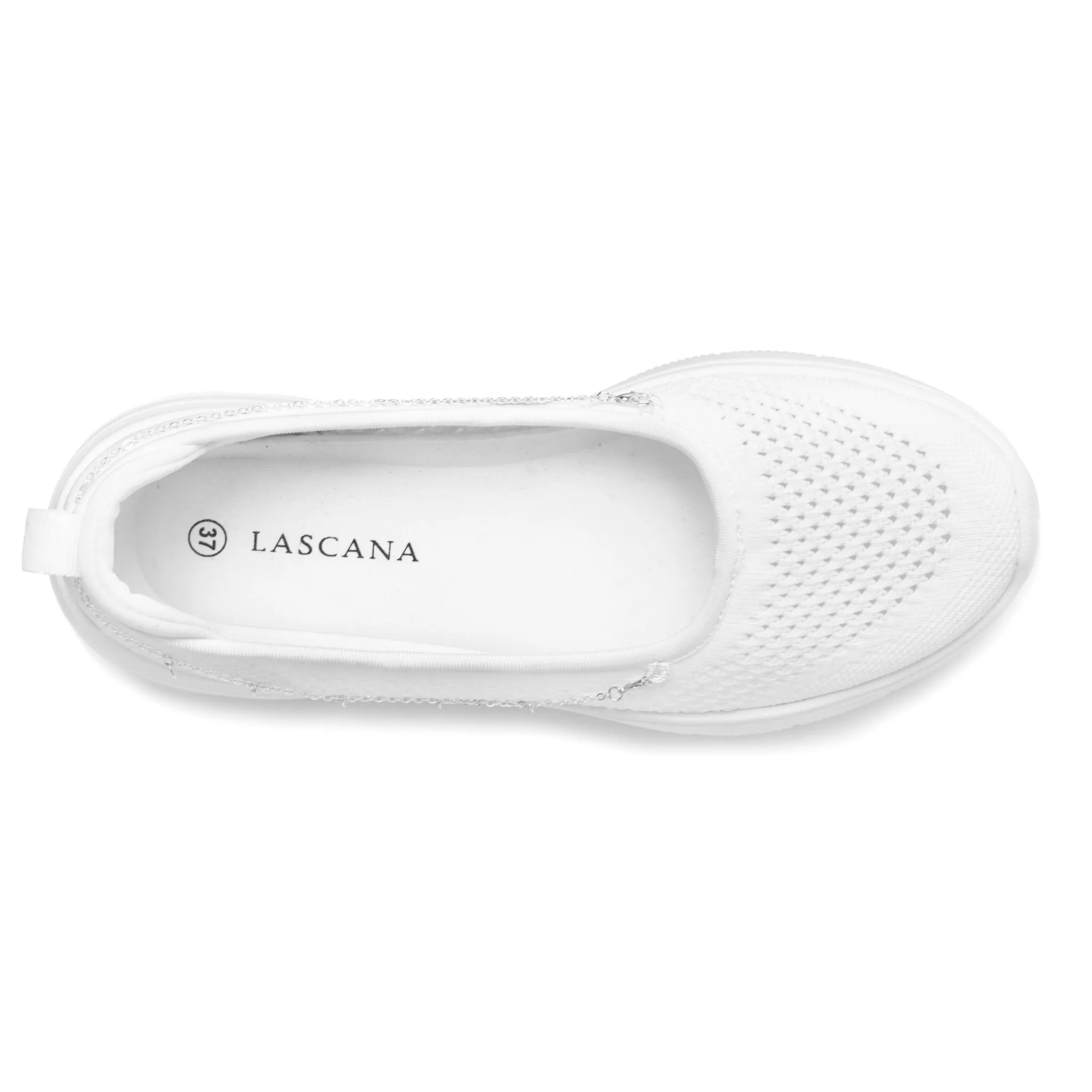 Кроссовки LASCANA, с цепочкой, тапочки, балетки, полуботинки VEGAN, белый — фото 3