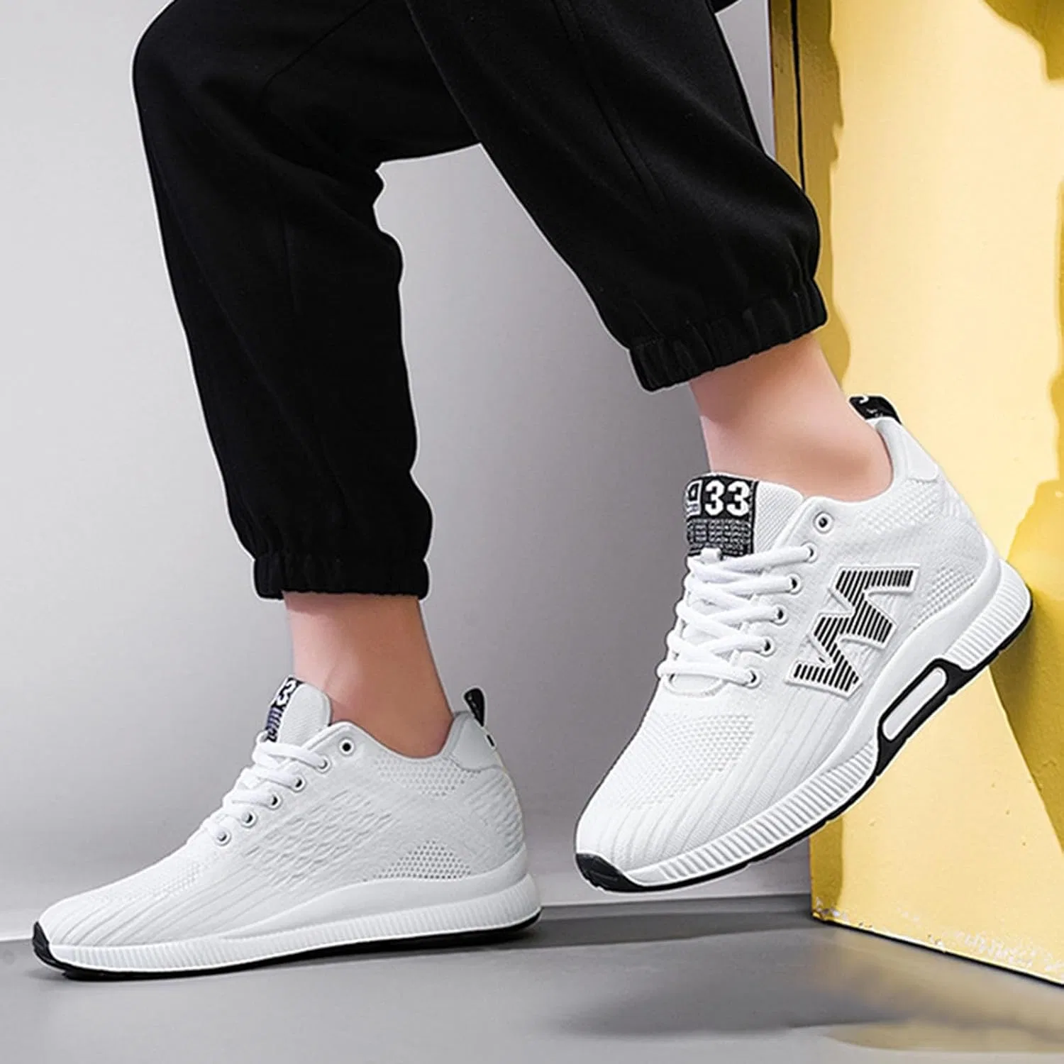 Кроссовки Paar Herrenschuhe mit Erhöhung, lässige Mesh-Sneaker, leichte, atmungsaktive Sportschuhe zum Schnüren mit verstecktem Hebeabsatz für Männer, cm Generic, Braun — фото 3