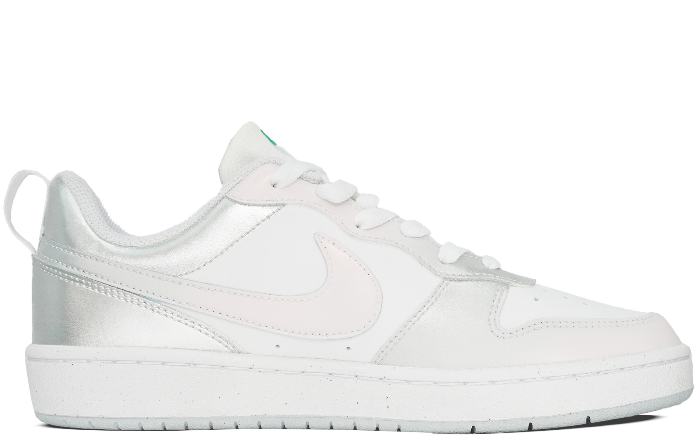 Court Borough Anti Slip Wear Resistant Low Top Kids' Skateboarding Shoes Silver White Teenagers Nike, серебряный белый — фото 4