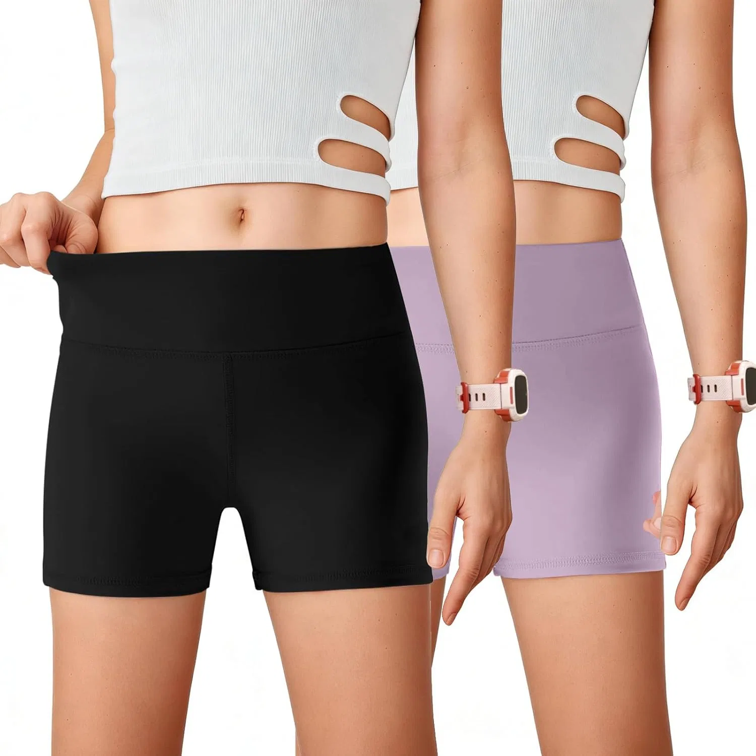 Шорты для девочек 2 шт, Seiciviy, Black/Purple