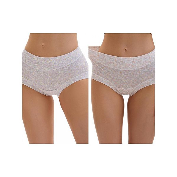 

2 пачки женских трусов с цветочным принтом, завышенная талия, полное покрытие, контроль живота Inspire Chic, Purple Pink